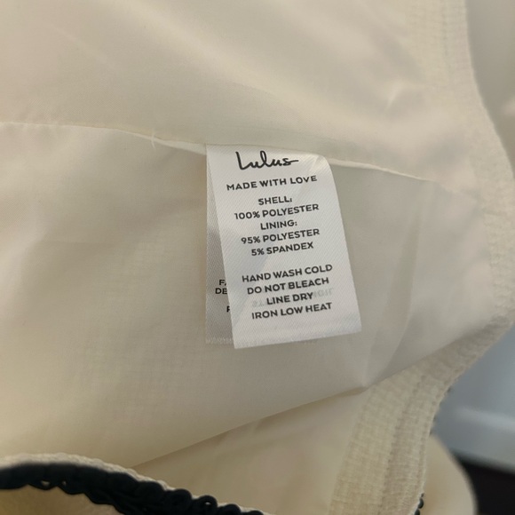 Lulus Coquette Chic Ivory And Black Tweed Tie-front Blazer White - Size L - Picture 10 of 10